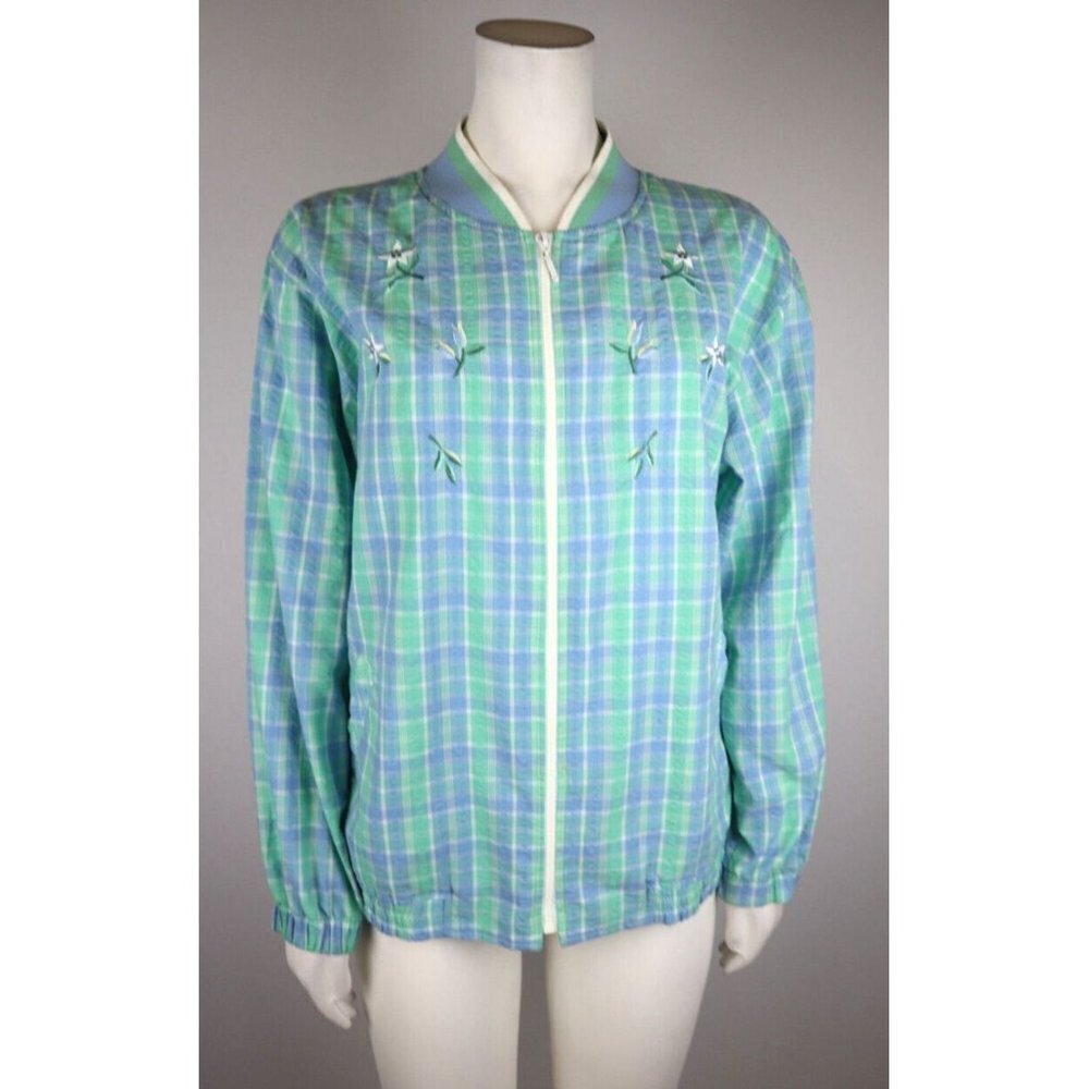 WOMEN'S BLUE & GREEN PLAID LIGHTWEIGHT JACKET - BLAST - SIZE PS